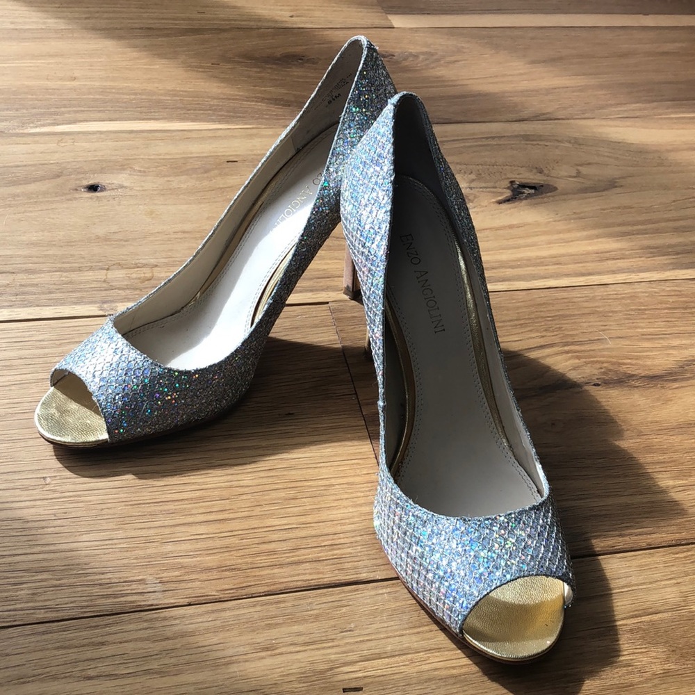 Enzo Angiolini Sparkle Peep Toe Pumps